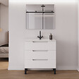 COSYNEO - Meuble de salle de bain 60cm simple vasque - 3 tiroirs - blanc mat - RIZA - vignette