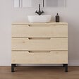 COSYNEO - Meuble de salle de bain 100cm avec plateau et vasque à poser arrondie - 3 tiroirs - roble calima (bois clair) - RIZA - vignette
