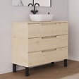 COSYNEO - Meuble de salle de bain 100cm avec plateau et vasque à poser arrondie - 3 tiroirs - roble calima (bois clair) - RIZA - vignette