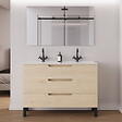 COSYNEO - Meuble de salle de bain 120cm double vasque - 3 tiroirs - roble calima (bois clair) - RIZA - vignette