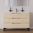 COSYNEO - Meuble de salle de bain 120cm double vasque - 3 tiroirs - roble calima (bois clair) - RIZA - vignette