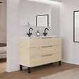 COSYNEO - Meuble de salle de bain 120cm double vasque - 3 tiroirs - roble calima (bois clair) - RIZA - vignette
