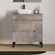 COSYNEO - Meuble de salle de bain 70cm avec plateau et vasque à poser arrondie - porte et tiroirs - ciment (gris) - LAZARO - vignette