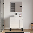 COSYNEO - Meuble de salle de bain 80cm avec plateau et vasque à poser arrondie - porte et tiroirs - blanc brillant - LAZARO - vignette