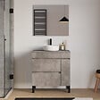 COSYNEO - Meuble de salle de bain 80cm avec plateau et vasque à poser ronde - porte et tiroirs - ciment (gris) - LAZARO - vignette