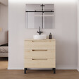 COSYNEO - Meuble de salle de bain 70cm avec plateau et vasque à poser ronde - 3 tiroirs - roble calima (bois clair) - RIZA - vignette