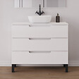 COSYNEO - Meuble de salle de bain 90cm avec plateau et vasque à poser arrondie - sans miroir - 3 tiroirs - blanc mat - RIZA - vignette