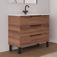COSYNEO - Meuble de salle de bain 100cm simple vasque - 3 tiroirs - noyer (bois foncé) - RIZA - vignette