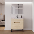 COSYNEO - Meuble de salle de bain 60cm simple vasque - 3 tiroirs - roble calima (bois clair) - RIZA - vignette