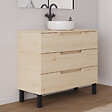 COSYNEO - Meuble de salle de bain 100cm avec plateau et vasque à poser ronde - 3 tiroirs - sans miroir - roble calima (bois clair) - RIZA - vignette