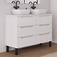 COSYNEO - Meuble de salle de bain 120cm avec plateau et 2 vasques à poser arrondies - 6 tiroirs - sans miroir - blanc mat - RIZA - vignette