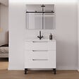 COSYNEO - Meuble de salle de bain 70cm simple vasque - 3 tiroirs - blanc mat - RIZA - vignette