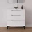 COSYNEO - Meuble de salle de bain 70cm simple vasque - 3 tiroirs - blanc mat - RIZA - vignette