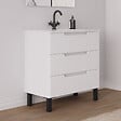 COSYNEO - Meuble de salle de bain 70cm simple vasque - 3 tiroirs - blanc mat - RIZA - vignette