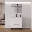 COSYNEO - Meuble de salle de bain 70cm simple vasque - 3 tiroirs - blanc mat - RIZA - vignette