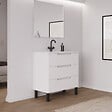 COSYNEO - Meuble de salle de bain 70cm simple vasque - 3 tiroirs - blanc mat - RIZA - vignette