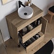 COSYNEO - Meuble de salle de bain 70cm avec plateau et vasque à poser ronde - porte et tiroirs - sans miroir - cambrian (chêne clair) - LAZARO - vignette