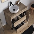 COSYNEO - Meuble de salle de bain 70cm avec plateau et vasque à poser ronde - porte et tiroirs - sans miroir - cambrian (chêne clair) - LAZARO - vignette