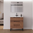 COSYNEO - Meuble de salle de bain 60cm simple vasque - 3 tiroirs - noyer (bois foncé) - RIZA - vignette