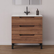 COSYNEO - Meuble de salle de bain 60cm simple vasque - 3 tiroirs - noyer (bois foncé) - RIZA - vignette