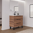 COSYNEO - Meuble de salle de bain 60cm simple vasque - 3 tiroirs - noyer (bois foncé) - RIZA - vignette