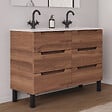COSYNEO - Meuble de salle de bain 140cm double vasque - 6 tiroirs - sans miroir - noyer (bois foncé) - RIZA - vignette