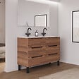 COSYNEO - Meuble de salle de bain 140cm double vasque - 6 tiroirs - sans miroir - noyer (bois foncé) - RIZA - vignette