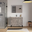 COSYNEO - Meuble de salle de bain 100cm simple vasque sur pieds avec porte et tiroirs - sans miroir - ciment (gris) - LAZARO - vignette