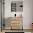 COSYNEO - Meuble de salle de bain 80cm sur pieds avec vasque déportée à gauche avec porte et tiroirs - cambrian (chêne clair) - LAZARO - vignette
