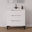 COSYNEO - Meuble de salle de bain 80cm simple vasque - sans miroir - 3 tiroirs - blanc mat - RIZA - vignette