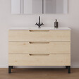COSYNEO - Meuble de salle de bain 120cm simple vasque - 3 tiroirs - sans miroir - roble calima (bois clair) - RIZA - vignette