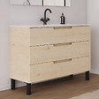 COSYNEO - Meuble de salle de bain 120cm simple vasque - 3 tiroirs - sans miroir - roble calima (bois clair) - RIZA - vignette