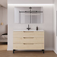 COSYNEO - Meuble de salle de bain 120cm simple vasque - 3 tiroirs - sans miroir - roble calima (bois clair) - RIZA - vignette