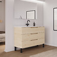 COSYNEO - Meuble de salle de bain 120cm simple vasque - 3 tiroirs - sans miroir - roble calima (bois clair) - RIZA - vignette