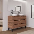 COSYNEO - Meuble de salle de bain 120cm avec plateau et 2 vasques à poser rondes - 6 tiroirs - sans miroir - noyer (bois foncé) - RIZA - vignette
