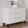 COSYNEO - Meuble de salle de bain 120cm avec plateau et vasque à poser ronde - 3 tiroirs - sans miroir - blanc mat - RIZA - vignette