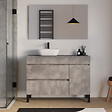 COSYNEO - Meuble de salle de bain 120cm avec plateau et vasque à poser arrondie - porte et tiroirs - ciment (gris) - LAZARO - vignette