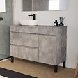 COSYNEO - Meuble de salle de bain 120cm avec plateau et vasque à poser arrondie - porte et tiroirs - ciment (gris) - LAZARO - vignette