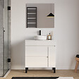 COSYNEO - Meuble de salle de bain 70cm avec plateau et vasque à poser ronde - porte et tiroirs - blanc brillant - LAZARO - vignette
