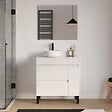COSYNEO - Meuble de salle de bain 70cm avec plateau et vasque à poser ronde - porte et tiroirs - blanc brillant - LAZARO - vignette