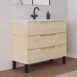 COSYNEO - Meuble de salle de bain 90cm simple vasque - 3 tiroirs - sans miroir - roble calima (bois clair) - RIZA - vignette