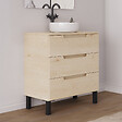 COSYNEO - Meuble de salle de bain 80cm avec plateau et vasque à poser ronde -  sans miroir - 3 tiroirs - roble calima (bois clair) - RIZA - vignette