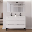 COSYNEO - Meuble de salle de bain 120cm double vasque - 6 tiroirs - blanc mat - RIZA - vignette