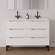 COSYNEO - Meuble de salle de bain 120cm double vasque - 6 tiroirs - blanc mat - RIZA - vignette