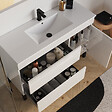 COSYNEO - Meuble de salle de bain 120cm simple vasque sur pieds avec porte et tiroirs - blanc brillant - LAZARO - vignette