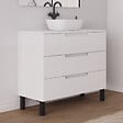 COSYNEO - Meuble de salle de bain 100cm avec plateau et vasque à poser arrondie - 3 tiroirs - blanc mat - RIZA - vignette