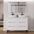 COSYNEO - Meuble de salle de bain 120cm avec plateau et 2 vasques à poser arrondies - 6 tiroirs - blanc mat - RIZA - vignette