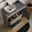 COSYNEO - Meuble de salle de bain 90cm avec plateau et vasque à poser arrondie - porte et tiroirs - sans miroir - ciment (gris) - LAZARO - vignette