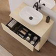 COSYNEO - Meuble de salle de bain 70cm avec plateau et vasque à poser arrondie - sans miroir - 3 tiroirs - roble calima (bois clair) - RIZA - vignette