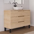 COSYNEO - Meuble de salle de bain 120cm avec plateau et vasque à poser arrondie - 3 tiroirs - sans miroir - roble era (chêne clair) - RIZA - vignette